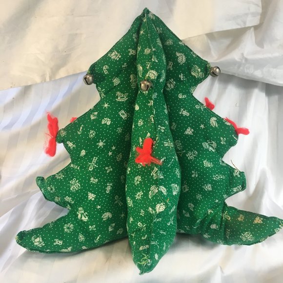 Farmhouse Christmas Tree Decoration Primitive Rustic Home Table Vtg Plush Decor - Picture 1 of 16